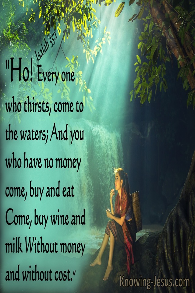 Isaiah 55:1 Every One Who Thirsts, Come To The Waters (aqua)